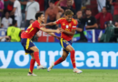 MUNICH, GERMANY – JULY 09: Lamine Yamal of Spain celebrates scoring his team’s first goal with teammate Jesus Navas during the UEFA EURO 2024 Semi-Final match between Spain and France at Munich Football Arena on July 09, 2024 in Munich, Germany. (Photo by Alex Pantling – UEFA/UEFA via Getty Images)